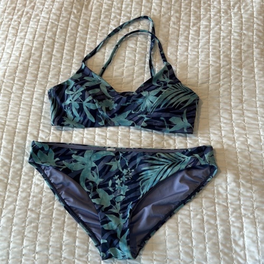 Athleta Tropical Print Bikini - Blue and Green